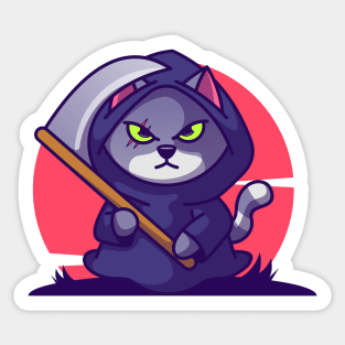 Cat with scythe Sticker